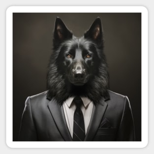 Belgian Sheepdog Dog in Suit Sticker